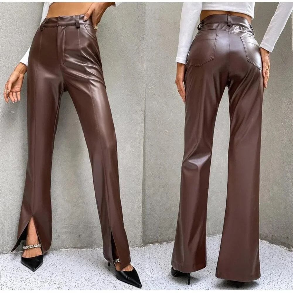 Zara faux leather split hem pants szM
